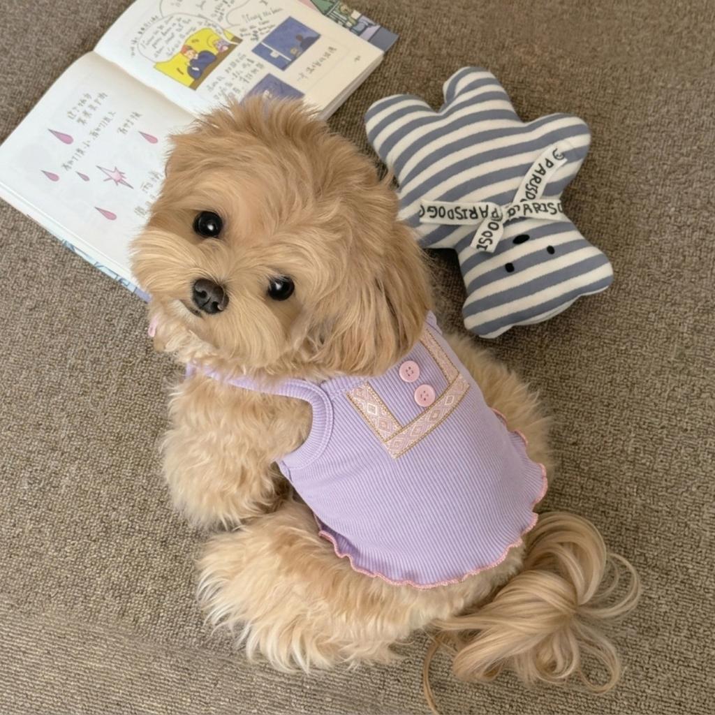Summer Lightweight Dog Clothes Made of Ice Silk, Breathable, Suitable for Small Dogs, Halter-style, English Short Coat for Bichon Frise Dogs