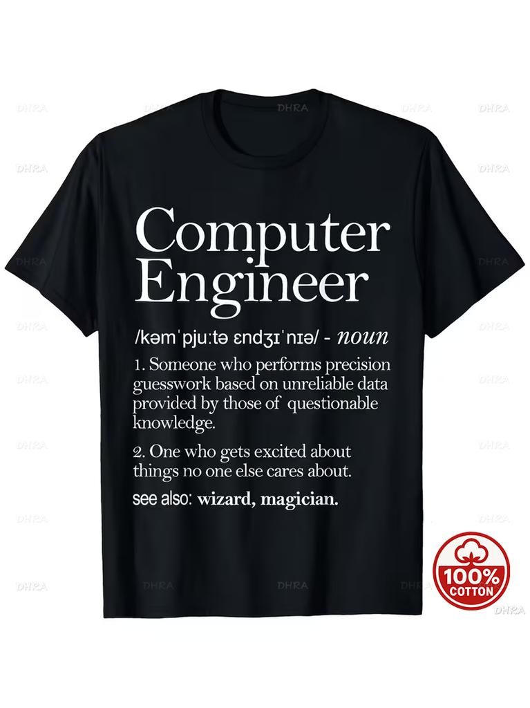 Computer Engineering Unisex Casual 100% Cotton Summer Loose T-shirt Father & Son Floppy Disk Engineer T-Shirts Sport Daily Stre