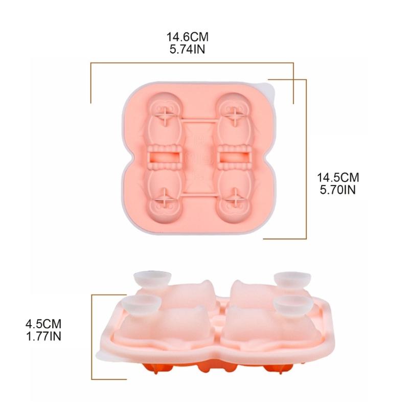 Diy Animal Handwork DIY Ice Creams Molds Silicones Popsicles Cheese Stick Molds with Lid Cake Stick Molds 4-link