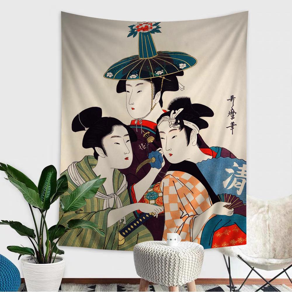 Japanese Geisha Hanging Bohemian Tapestry Hanging Tarot Hippie Wall Rugs Dorm Home Decor