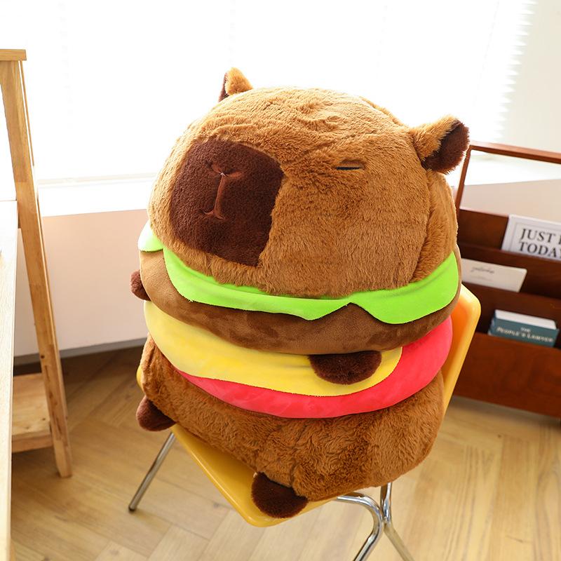 

Capibara Burger Capybara Birthday Hat Burger Backpack Cute Ugly Plush Toy Pillow Doll 27cm（0.3kg）