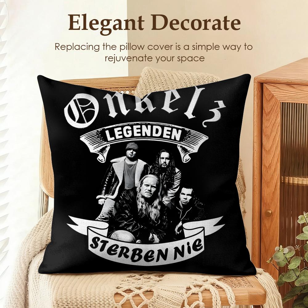 Band B-Bohse Onkelz Cushion Cover Natural Linen Organic Fabric Double-Sided Printing Sofa Home Decor Gift Pillow Case