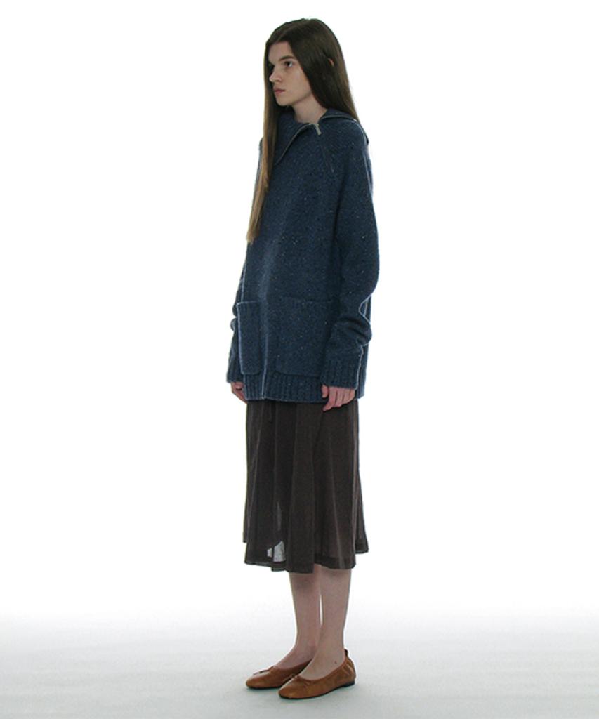 Partimento Woman Sheer Gored Midi Skirt_Charcoal