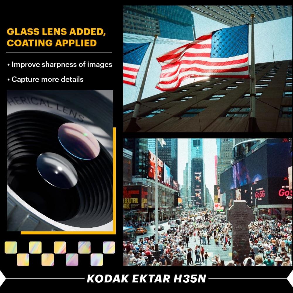 Kodak EKTAR H35N Halbformat-Filmkamera, 35 mm, wiederverwendbar, fokusfrei, Bulb-Funktion, eingebauter Sternfilter, beschichtete verbesserte Linse (Film und AAA nicht inkl.