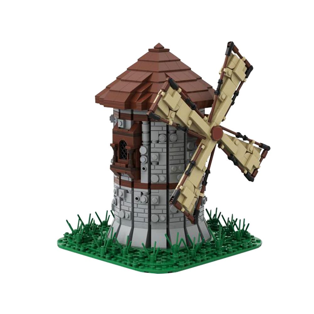 

Non-Toxic Moc Medieval Windmill Bricks Town Windmill City Retro House Street View Building Blocks