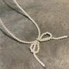 Elegant Pearls Bowknot Necklace Fashion Collar Necklace Clavicle Chain Choker