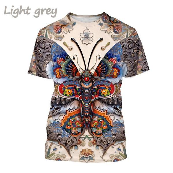 Animal Painting Art 3D Printing T-shirt Men's Fashion Animal Pattern Round Neck Short-sleeved Casual Tees Tops