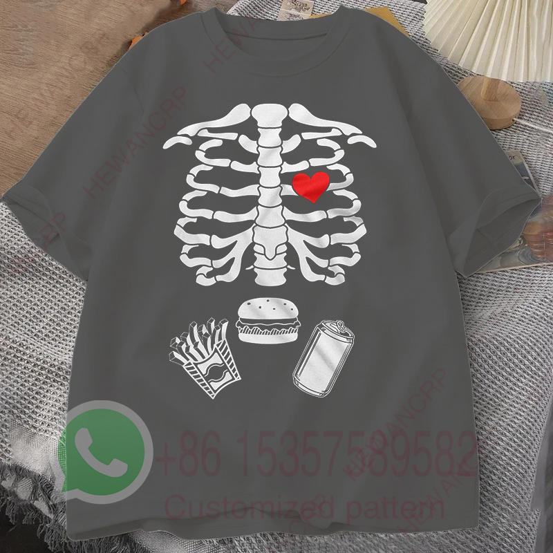 Skeleton Tshirt Ribcage Bones Summer Tracksuit Mens Round Neck Pullover Shortsleeved Tops Casual Sportswear Trendy Streetwear