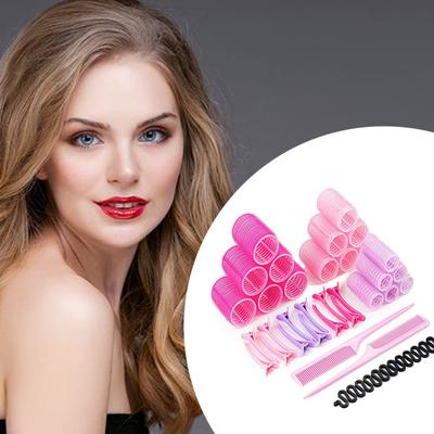 1 Set Hitzefreier Lockenwickler mit Clips, Kämmen, Ziehen, verhindert natürlichen Effekt, selbstklebend, federnd, DIY-Frisuren, selbsthaltendes Lockenwickler-Set, Salon-Werkzeug