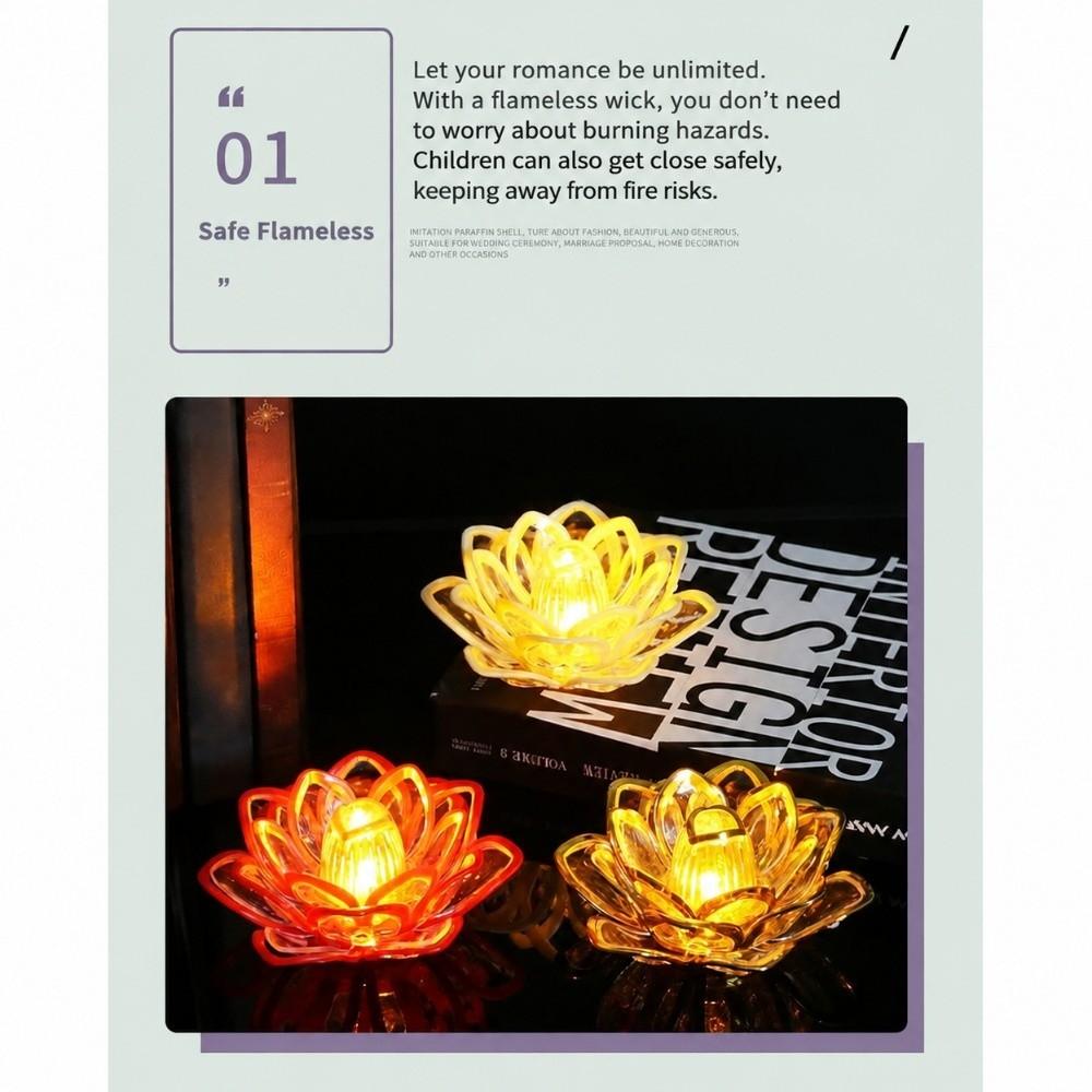 Flicker Effect Flameless Candle Multicolor Lotus Design Light LED Lotus Lamp  Home Decoration
