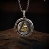 Horus Eye Necklace Pendant Men's Retro Distressed Fashion Rotatable Stylish Double-Sided Ornament Titanium Steel