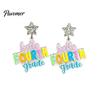 Colorful Alphabet Drop Earrings 1 Pair Acrylic Letter Dangle for Women, Glitter Funny First Trendy Day of School Earring, Teacher Appreciation