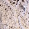 Women's French V-Neck Crochet Knit Cardigan - Chic Summer Fashion, Slimming Loose Fit, Versatile Top