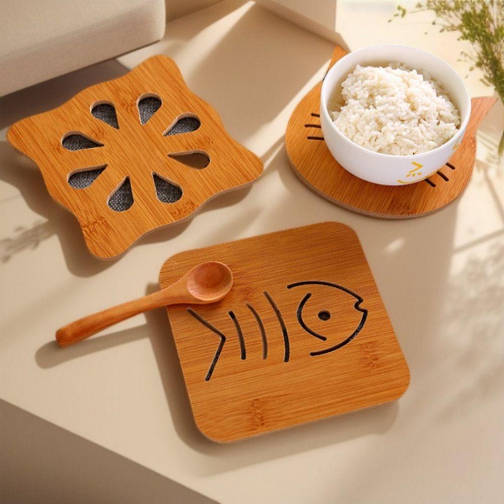 Creative Wooden Insulated Coaster Thicken Non-slip Cup Mat Multifuntional Portable Table Mat Home Decoration