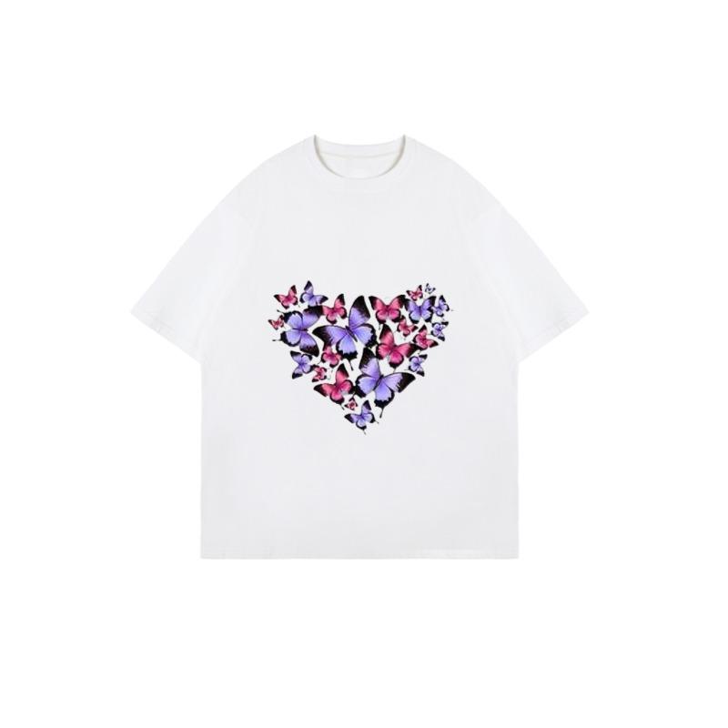 Black Oversized T Shirt With Butterfly Heart Print For Casual Wear