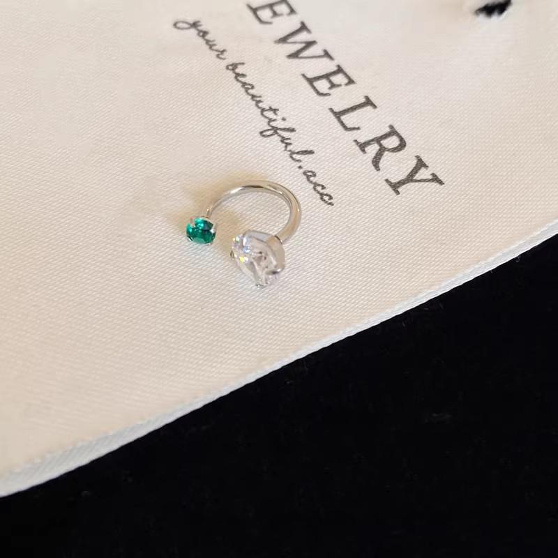 Stainless Steel Blue Rhinestone Stud Earrings for Women Delicate Sweet C-Shaped Cartilage Earrings Casual Versatile Jewelry Gift