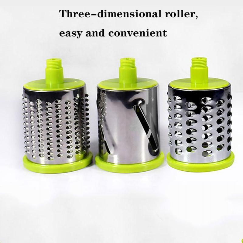 green 3In1 Hand-Cutter Vegetable Stainless Steel Multi-Function Drum Rotary Grater Fruit Potato Onion Slicer Kitchen Tool Food Chopper