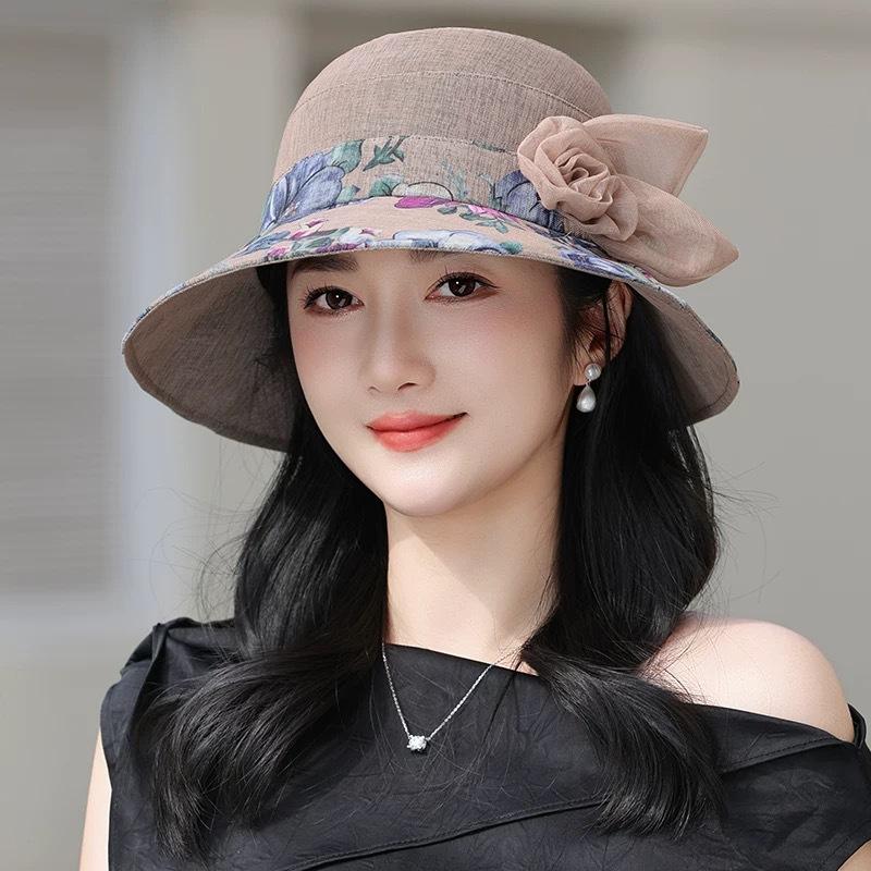 Hat Female Middle-Aged And Elderly Thin Bucket Hat Flower Pot Hat Spring Summer Mother Sun Hat Grandma Elderly Breathable Cool Hat