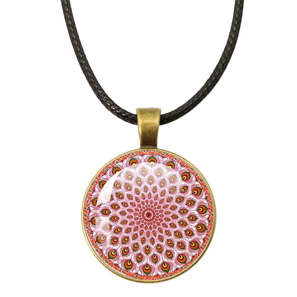 Tree of Life Rope Chain Glass Pendant Necklaces For Women Yoga Mandala Necklaces Gift Charm Beautiful Mandala Women Jewelry