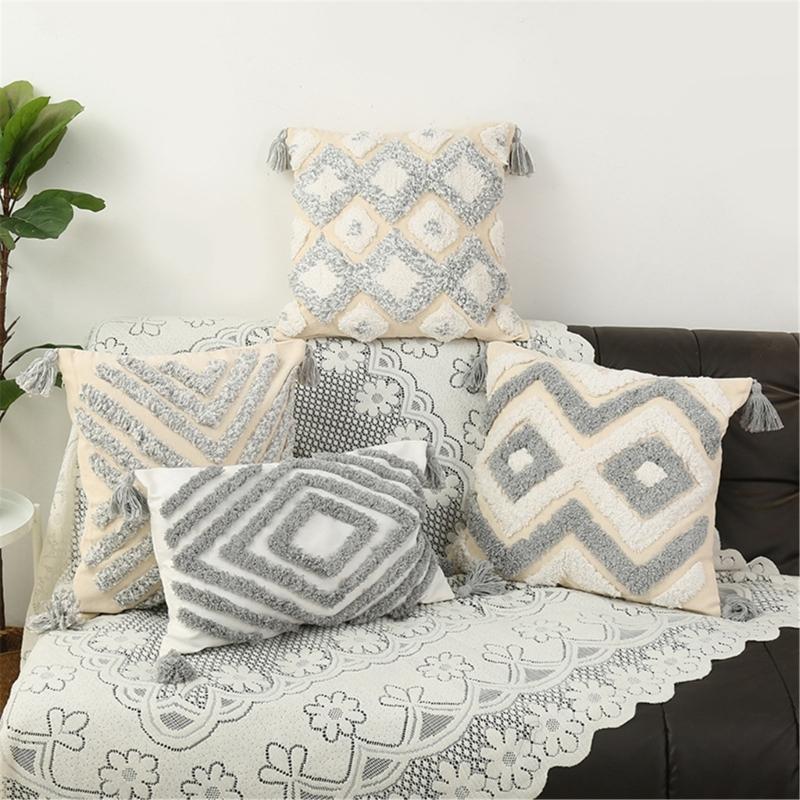 Pillowcase Tufted Throw Pillow Covers Cushion Slipcover for Living Room Bedroom Sofa Couch Home Decoration 45x45cm