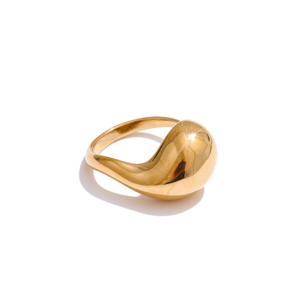 

Yhpup 2025 Minimalist Stainless Steel Water Drop Golden Ring Distinctive Rust Proof Metal Popular Jewelry Wholesale 6