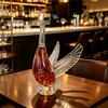 Bird Shaped Glass Whiskeys Decanter Clear Liquor Bottle with Sculptural Wing Detail and Stable Base for Bar Shelf Display Dining Table