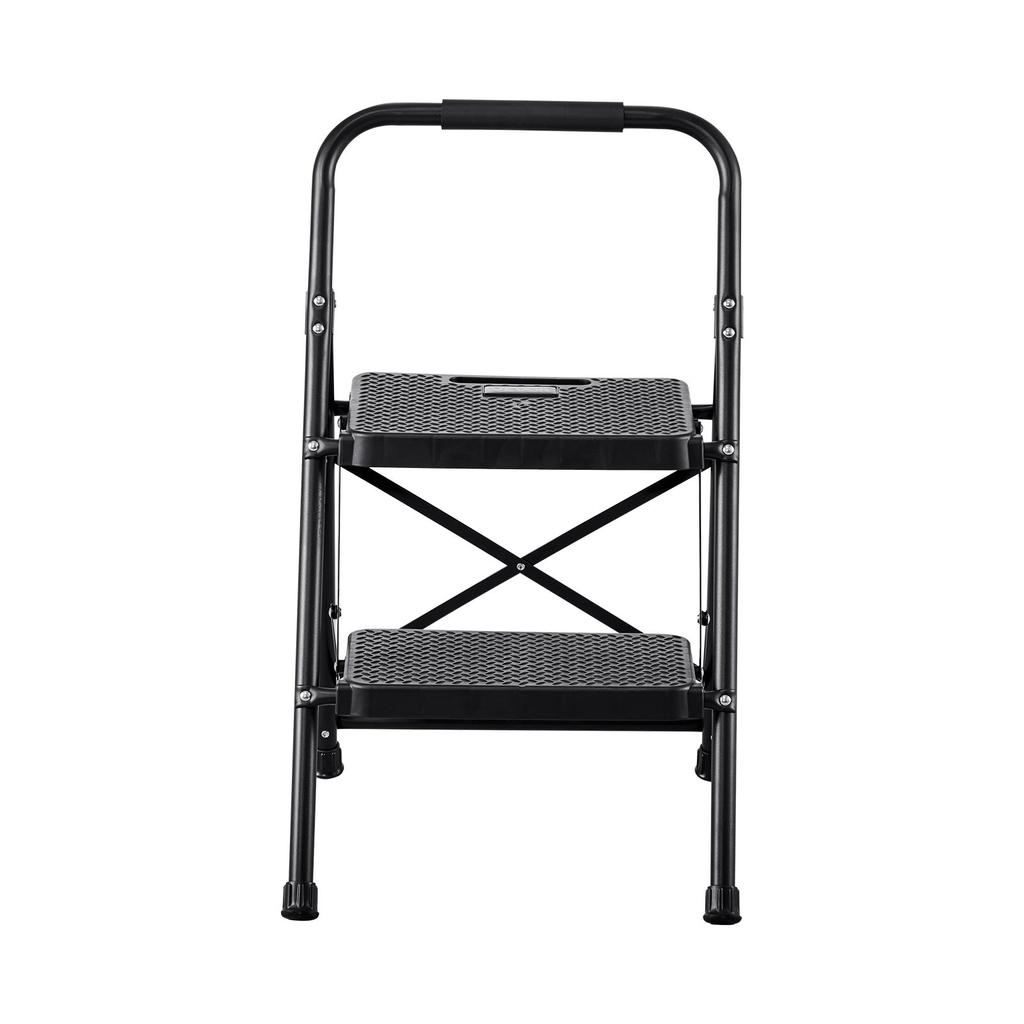 VEVOR 2 Step Ladder, Folding Step Stool with Wide Anti-Slip Pedal and Comfort Handgrip, Lightweight 272 kg Capacity Portable Steel Ladder