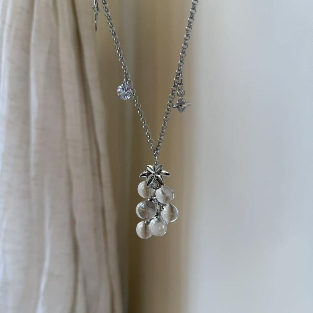 Translucent Starburst Choker Saturn Fruit Cluster Charm Grape Cluster Necklace Photoshoot прозрачный