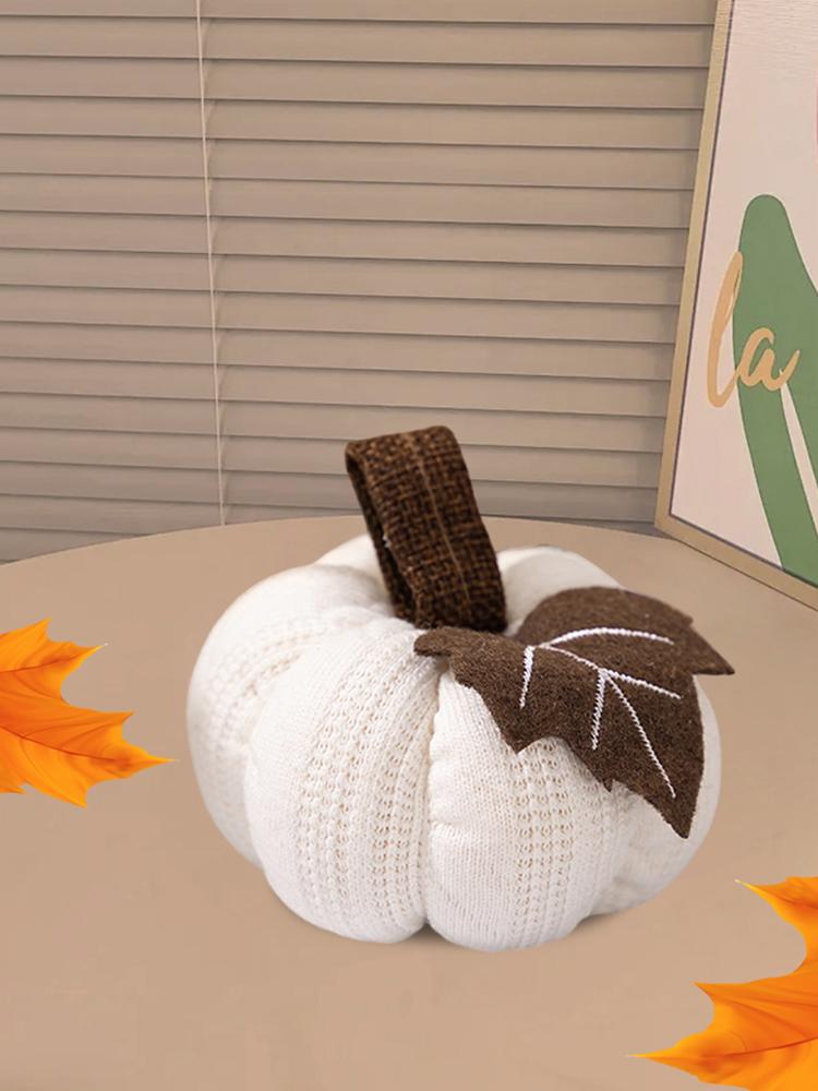 Crochet Pumpkins Decoration Handmade Autumn Artificial Pumpkin Fabric Decorative Pumpkin for Farmhouse Mantel Decor