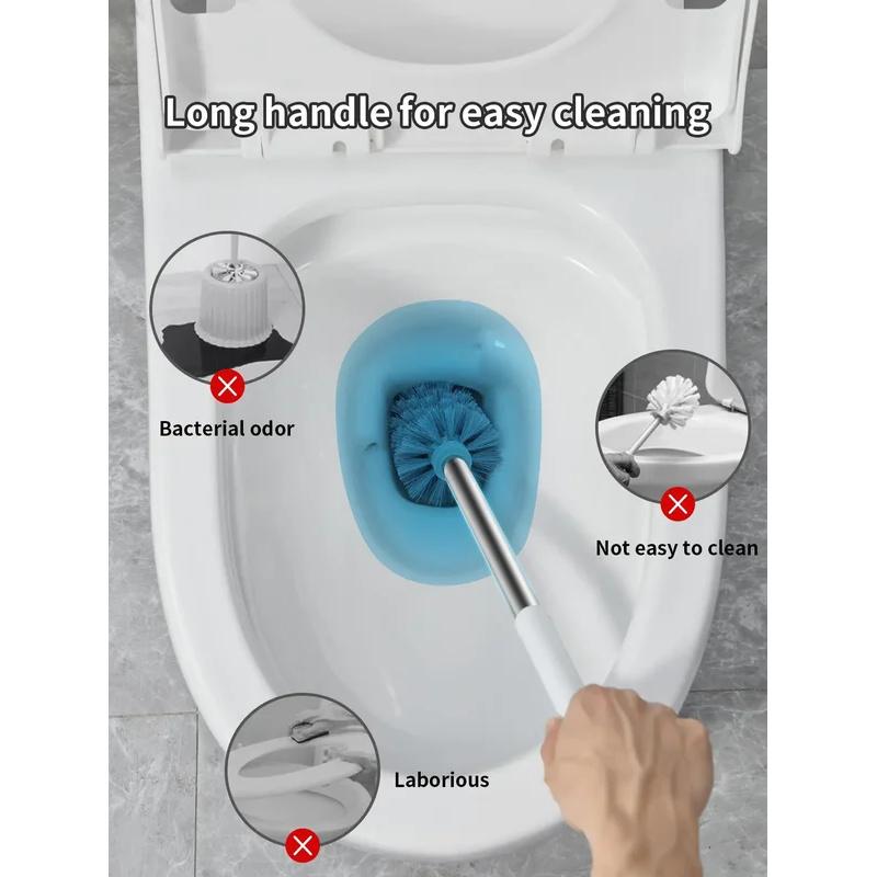 A non perforated wall mounted toilet brush with a drainage base and long handle plastic toilet cleaning brush, bathroom accessor