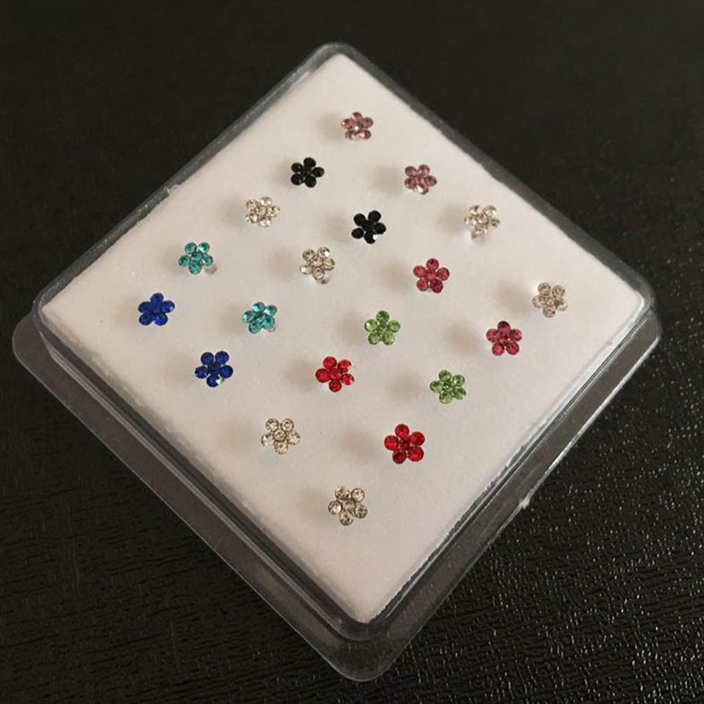20/40Pcs/Box Women Flower  Nose Stud Body Piercing Jewelry