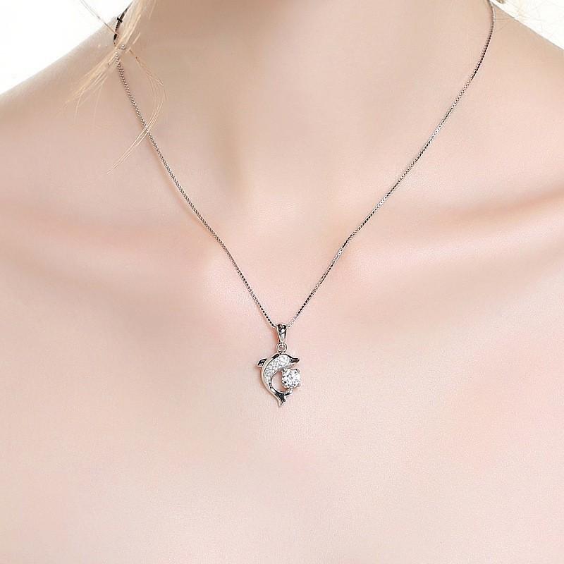 Zhenrong's New Jewelry Collection Women's necklaces Silver-plated necklace pendant Female Dolphin Pendant One piece