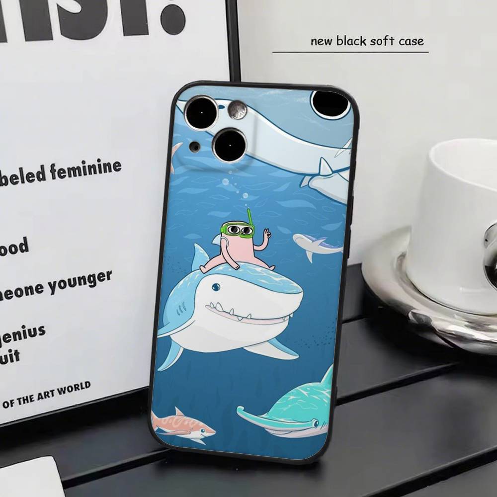 Pink Cartoon Funny big eyes ketnipz For iPhone 17 air 16 15 14 13 12 11 Pro Black Soft Cover Phone Case