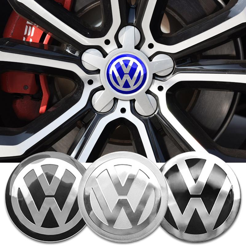 4Pc For VW GTI Golf 6 Polo R-Line CC Passat Tiguan B7 56mm 60mm 65mm Car Logo Wheel Center Hub Caps Badge Sticker Emblem Decals PQ9