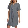 Women's Casual Fashion Sexy Short Sleeve Short Solid Color Nightgown Dress
