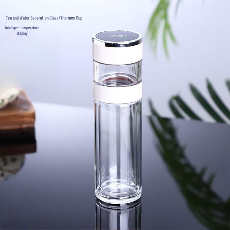 MRSIKEY Smart Temp Display Double-Layer Glass Tea Infuser Bottle