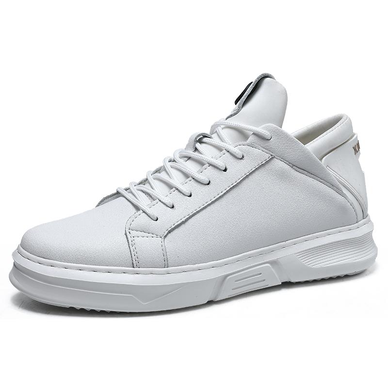 Men Casual Shoes Lace Up Fashion Genuine Leather Sneakers Mens Shoes Man Outdoor Ankle Boots High Quality Soft Black White Flats