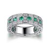WOSIKATE Trendy Domineering Emerald Men's Ring With  CopperPlated Fashion Jewellery Business Ring For Men