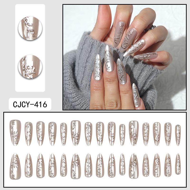 O8 Long Nail Art Tips - European & American High-End Wearable Summer Stickers