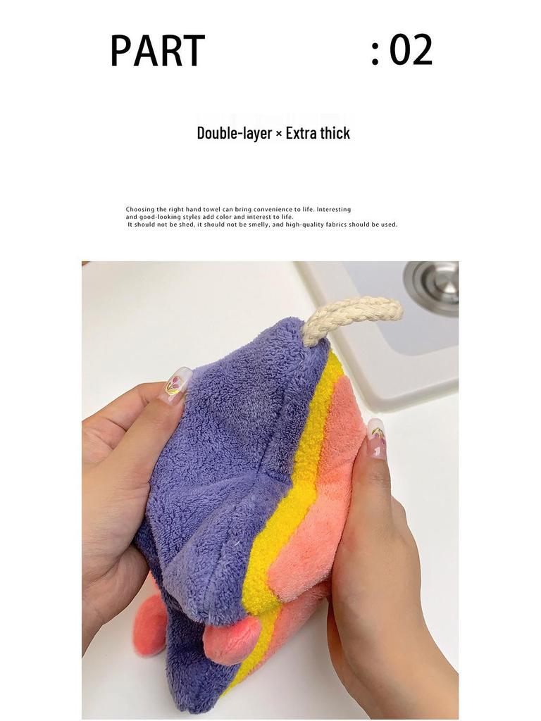 Dopamine Cartoon Coral Fleece Hand Towel: Soft, Quick-Drying, More Absorbent Than Cotton, Perfect for Kids (Spring/Summer)