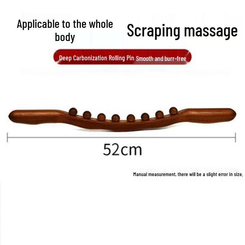Beech Wood Rolling Pin Massager for Whole Body Gua Sha Therapy and Meridian Massage with Eight and Ten Beads