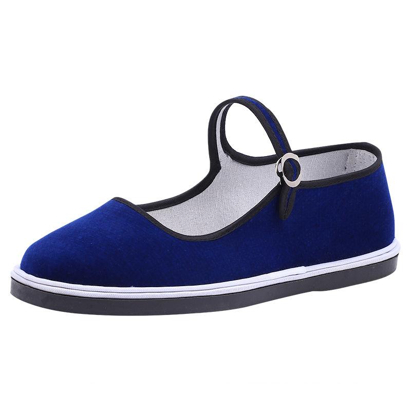 Old Beijing cloth shoes flat-heeled sewn shoes low-top lasagna soles cotton cloth shallow mouth flat-soled rubber soles women's cloth shoes mother