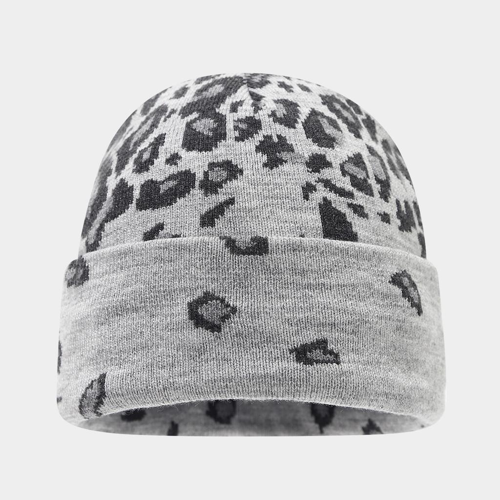 American autumn and winter personalized leopard print jacquard warm knitted hat for men and women outdoor versatile casual ear protection wool cold ha