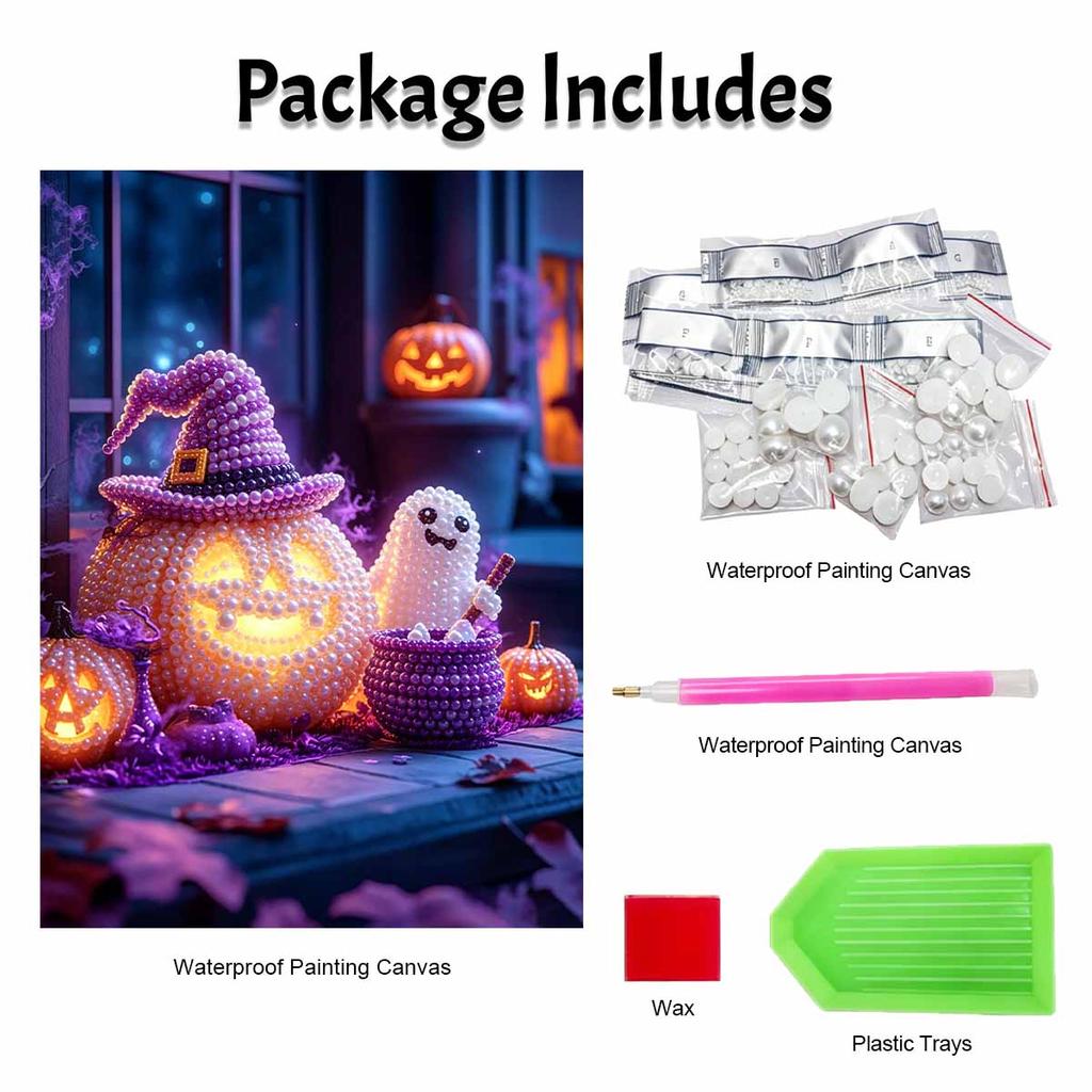 Halloween pumpkin pearl painting handmade diy art pearl home decoration painting