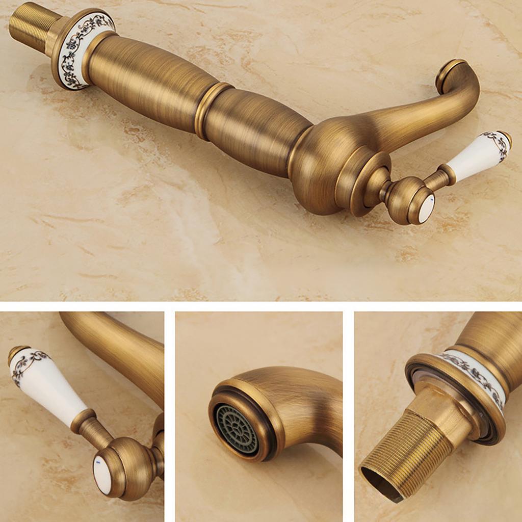 Vintage Copper Basin Faucet Modern Single Hole Bathroom Sink Faucet Tall and Short Two Styles Bathroom Basin Faucet