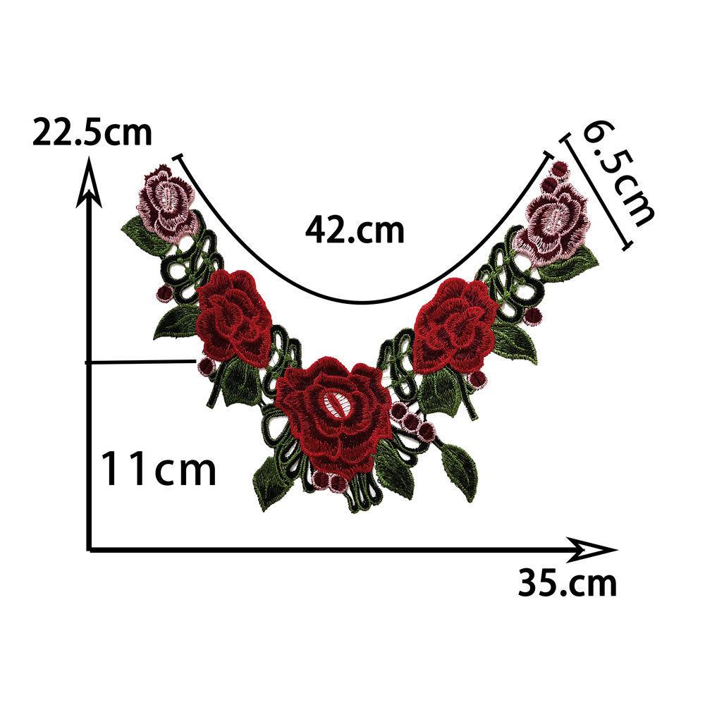 Röd I Polyesterbroderi Ihålig Krage Sömnadspets DIY-Dekoration Med Cheongsam Kläder Krage Tillbehör