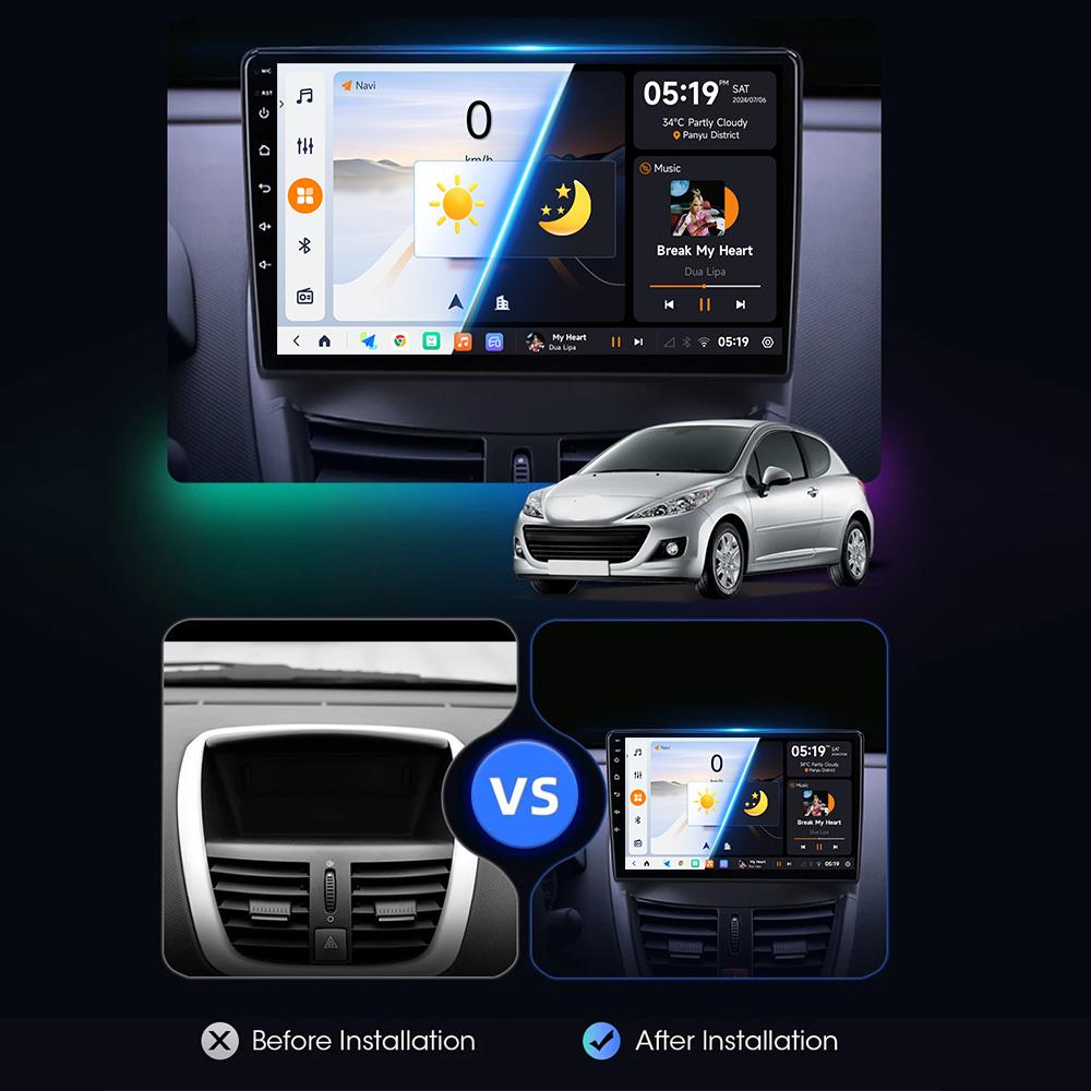 JIUYIN 9 Inch Car Radio For Peugeot 207 207CC 2006 - 2015 Android 13 Wireless CarPlay Auto Car Intelligent Systems No 2din DVD