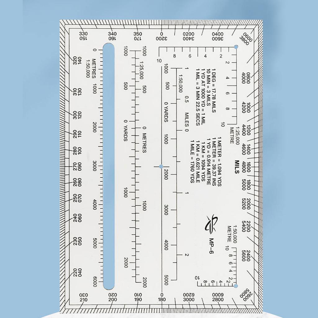 Hartă topografică flexibilă, scară militară, raportor, margini exterioare, 0-6400 mile, linie de jos, citire 1:5000 1:25000 pentru exterior
