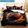 Flaming Football In Action 3pcs Bedding,Including 1pc Duvet Cover And 2pcs Pillowcases Perfect for Christmas,Ideal for Bedroom, Dormitory