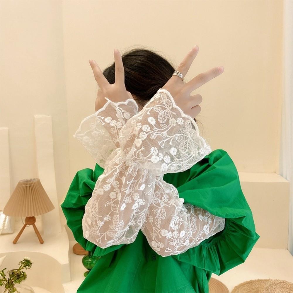 Hollow Sun Protection Cover Elastic Sunscreen Arm Sleeve Breathable Ice Silk Sleeves Girl